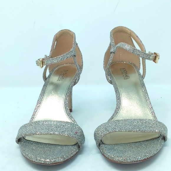 Michael kors gold sparkle shoes 6 1/2 medium 3 1/2"heel - Picture 3 of 8